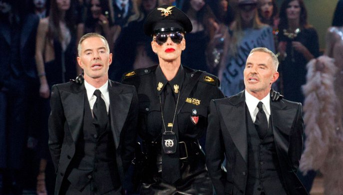 Sfilata Dsquared2, Dean e Dan Caten con Brigitte Nielsen